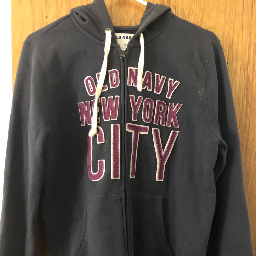 Old Navy Blue Graphic Hoodie Sweatshirt Women’s L